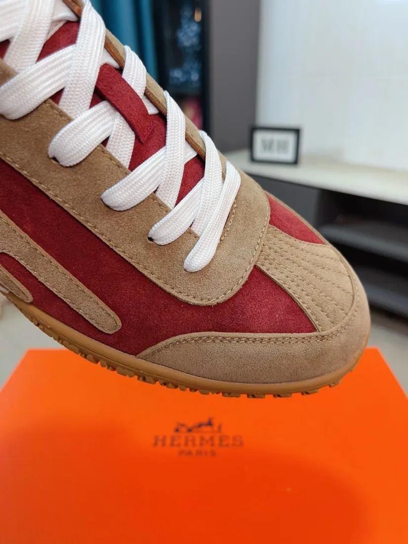 Men's shoes 💰480🌸🌸[HERMES] Hermès sneakers, the upper is made of calfskin and suede, imported materials, full of texture, the lightweight sole is decorated with contrasting patterns, creating a versatile fashion style. Size: 38-44, 45 customized
